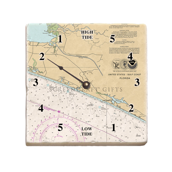 Inlet Beach, FL-  Marble Tide Clock