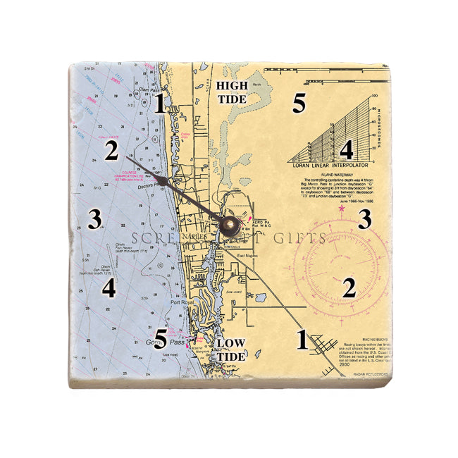 Naples, FL- Marble Tide Clock
