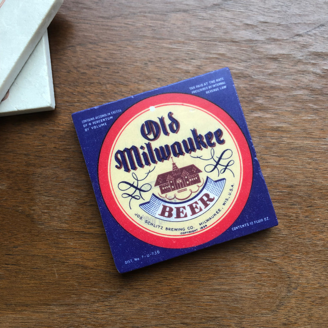 Old Milwaukee Beer- marble coaster