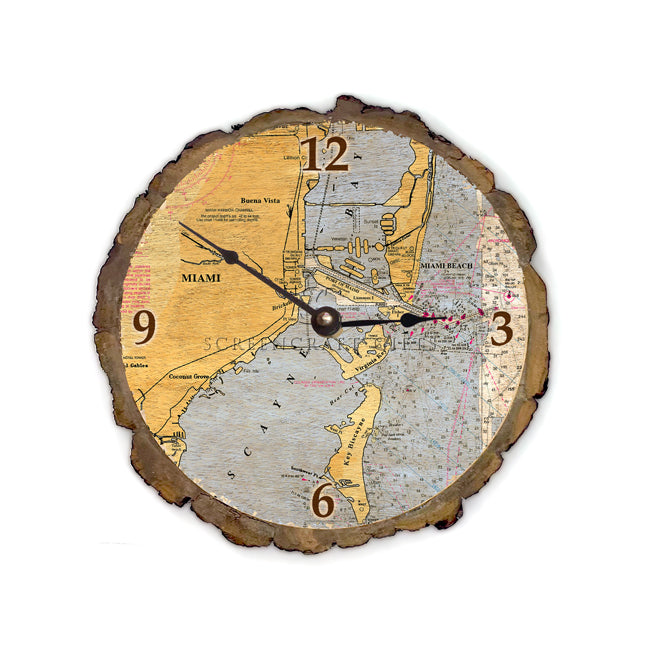 Miami, FL - Wood Clock