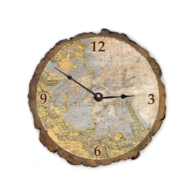 Boston Harbor MA - Wood Clock
