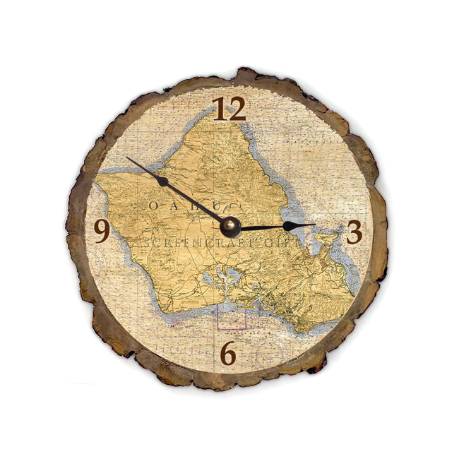 Oahu, HI- Wood Clock