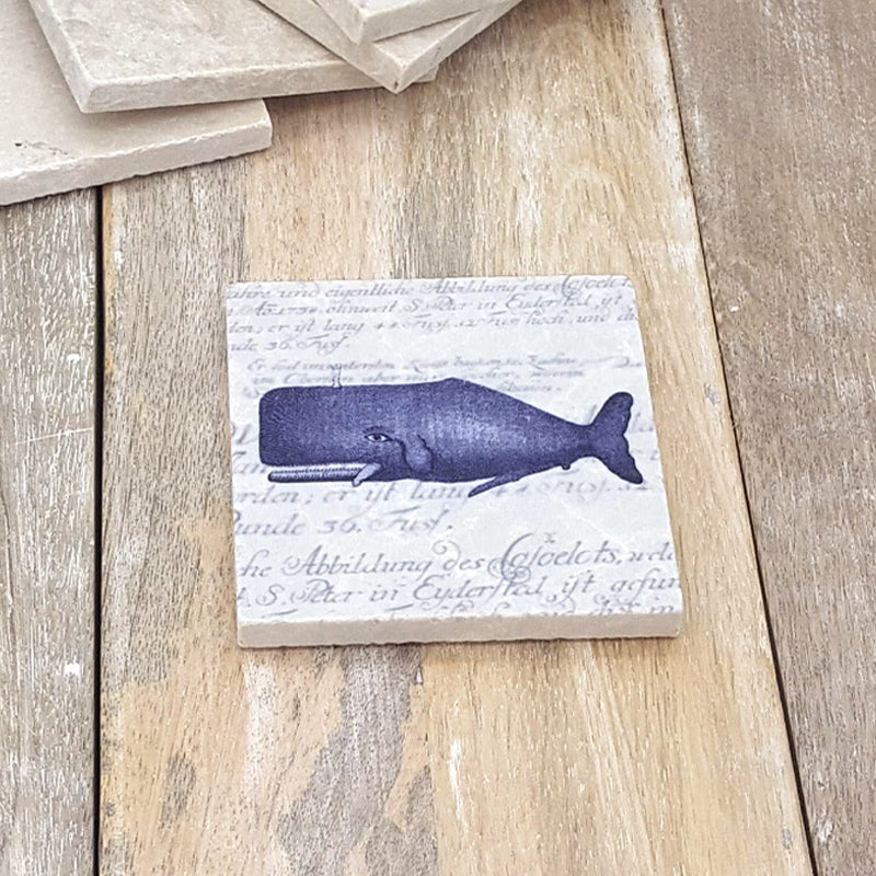 Navy Whale - Marble Coaster