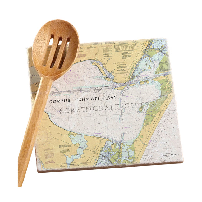Corpus Christi Bay, TX - Marble Trivet