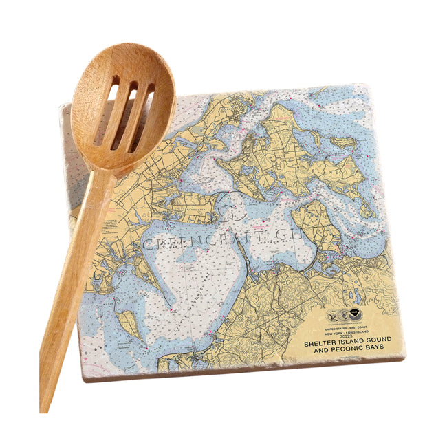 Shelter Island Sound and Peconic Bays, NY - Marble Trivet