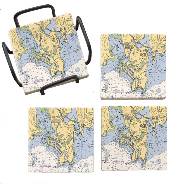 Groton Long Point, CT - Marble Coaster Set