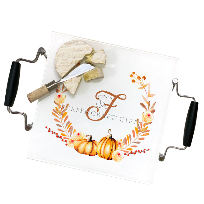 Personalized Autumn Wreath Glass Prep & Serve Board
