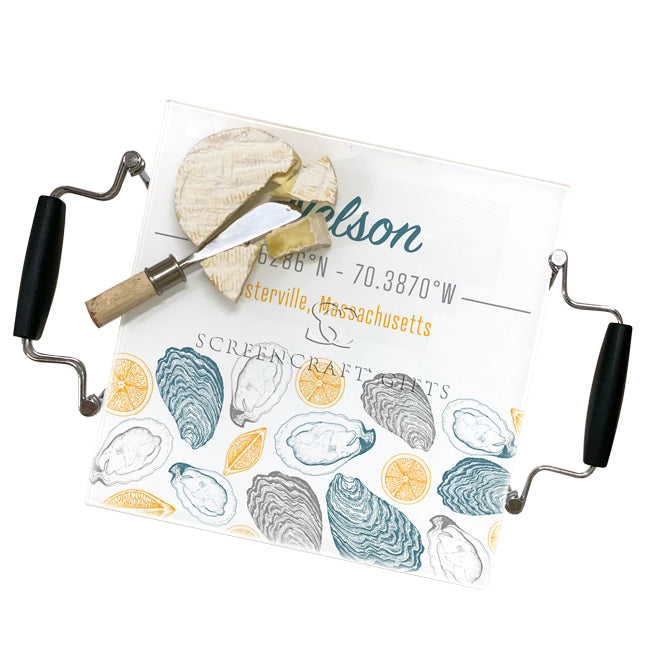 Lemon & Oysters Glass Cutting Board - Personalized