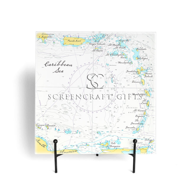 The Caribbean Sea- Glass Prep and Serve Board