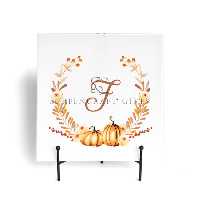 Personalized Autumn Wreath Glass Prep & Serve Board