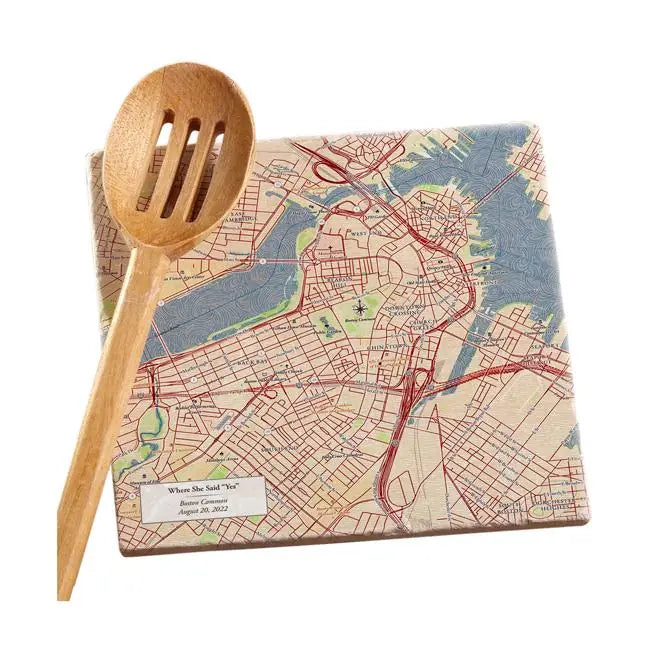 Classic Map w/ Live Preview - Marble Trivet