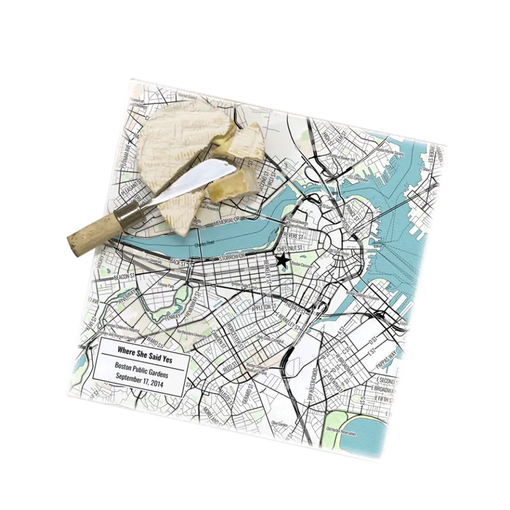 Modern Black Line Map w/ Live Preview - Prep & Serve Board