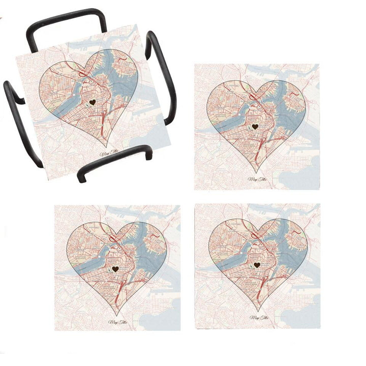 Heart Map w/ Live Preview - Marble Coaster Set