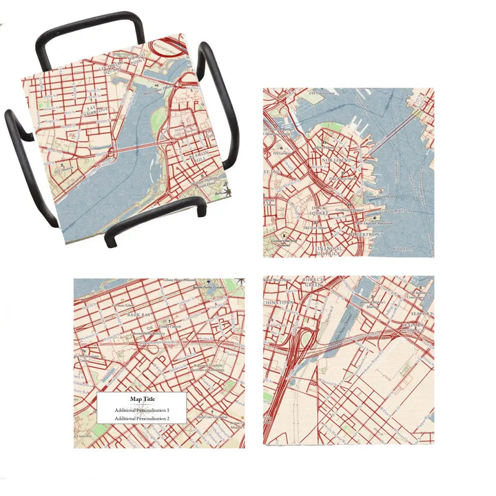 Classic Map w/ Logo - Marble Coaster Set