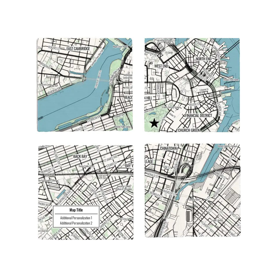 Create Your Own Map! - Modern Map Marble Coaster Set