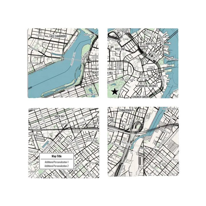 Create Your Own Map! - Modern Map Marble Coaster Set