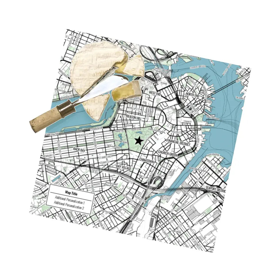 Modern Black Line Map w/ Live Preview - Prep & Serve Board