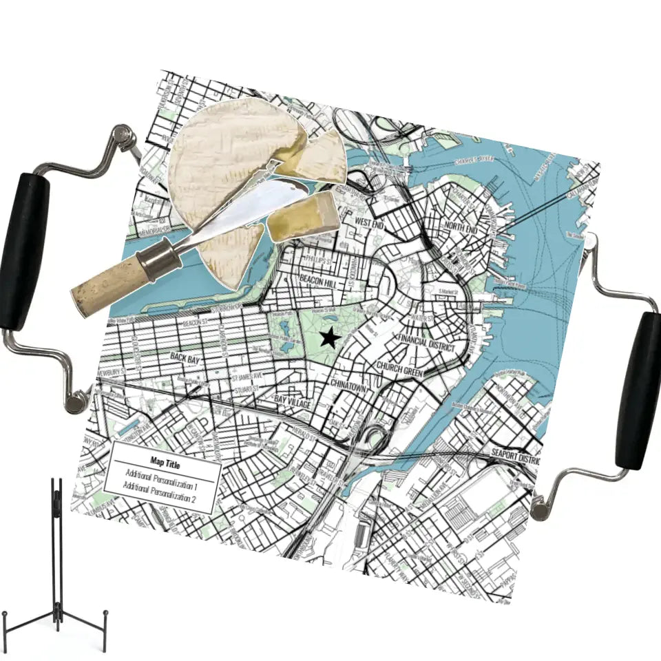 Modern Black Line Map w/ Live Preview - Prep & Serve Board