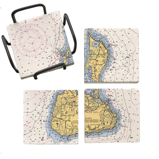 Personalized Nautical Chart Coaster Set