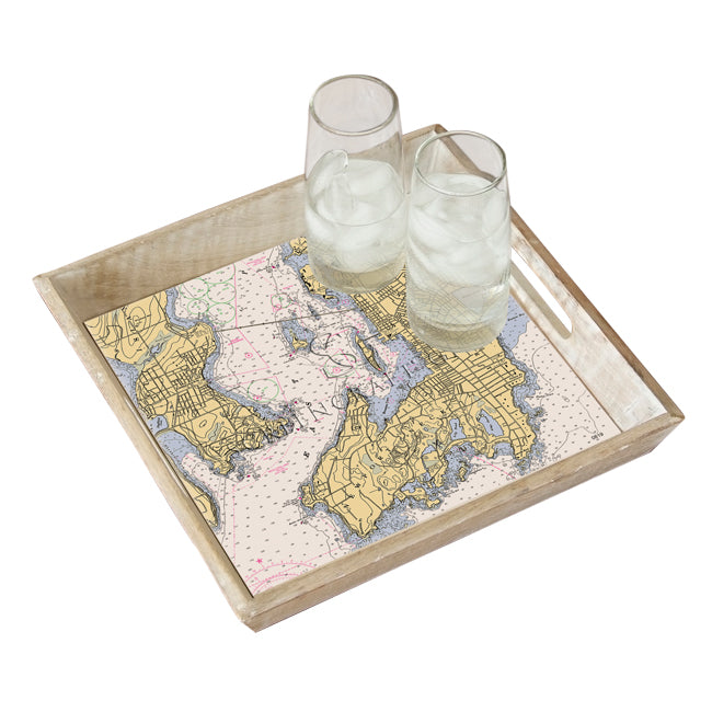 Newport, RI - Wood Serving Tray