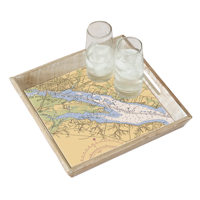 Washington, NC- Wood Serving Tray
