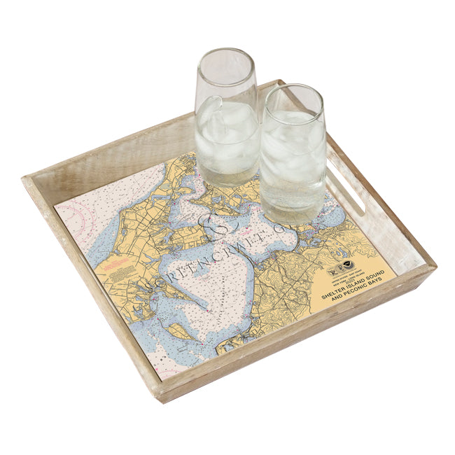 Shelter Island Sound and Peconic Bays, NY - Wood Serving Tray