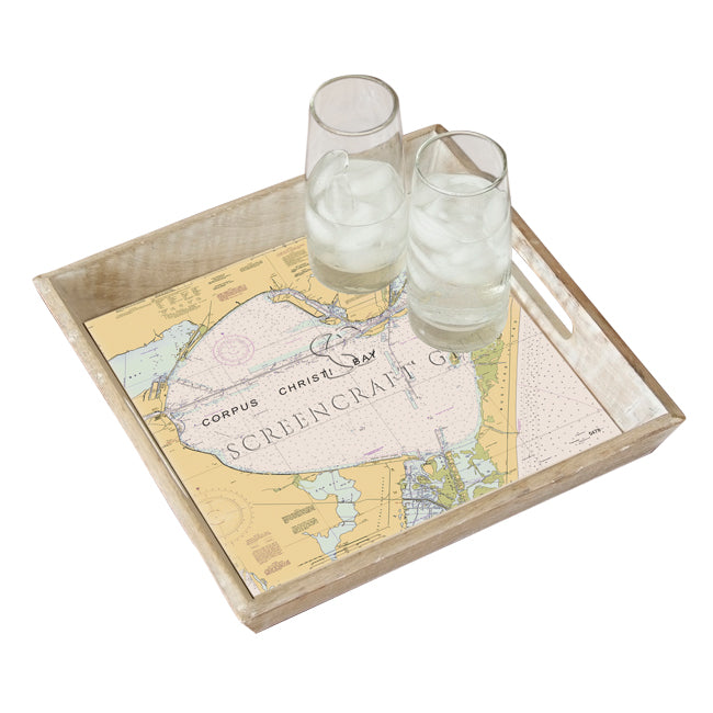 Corpus Christi Bay, TX - Wood Serving Tray