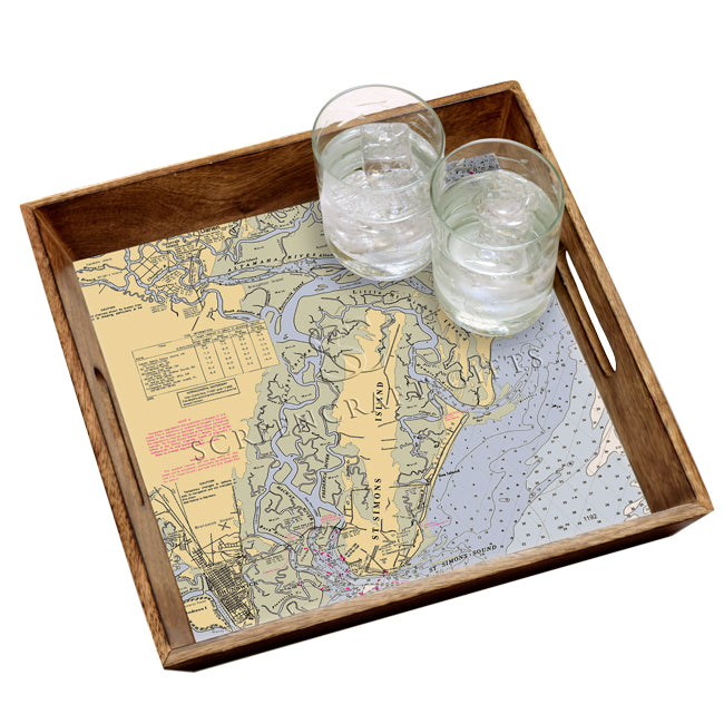 St. Simons Island, GA - Wood Serving Tray