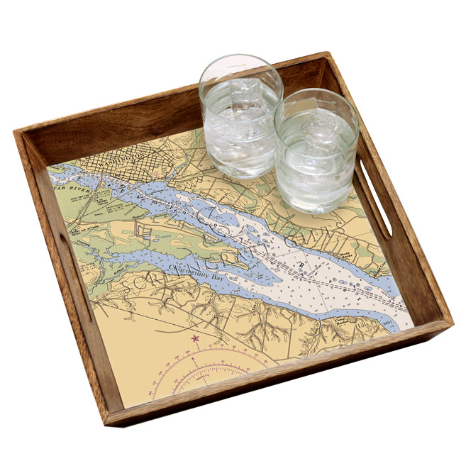 Washington, NC- Wood Serving Tray
