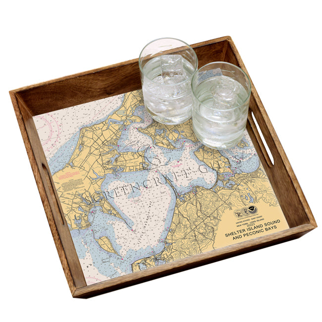 Shelter Island Sound and Peconic Bays, NY - Wood Serving Tray