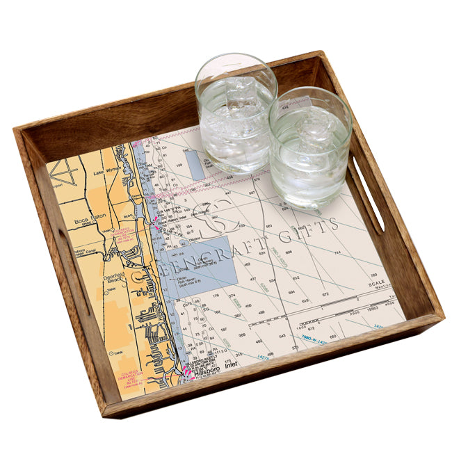 Deerfield Beach, FL - Wood Serving Tray