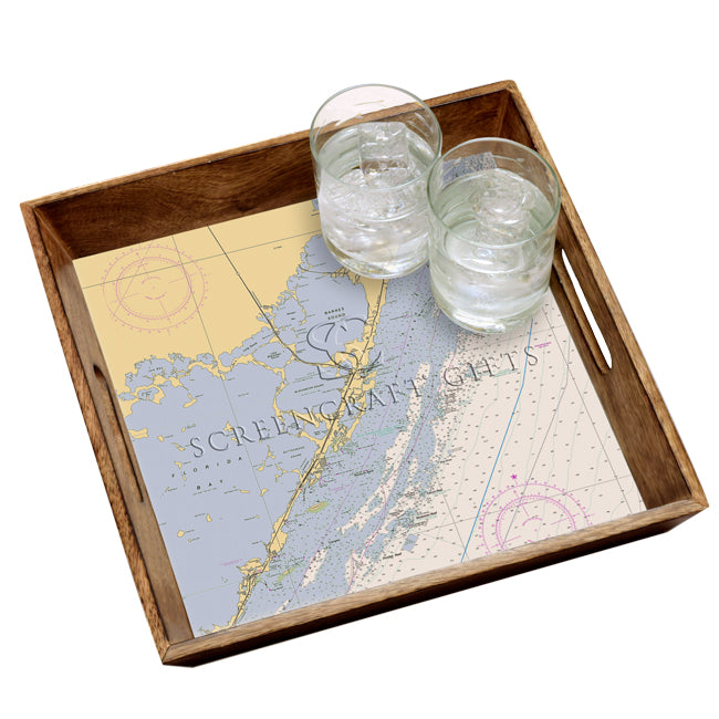 Key Largo, FL  - Wood Serving Tray