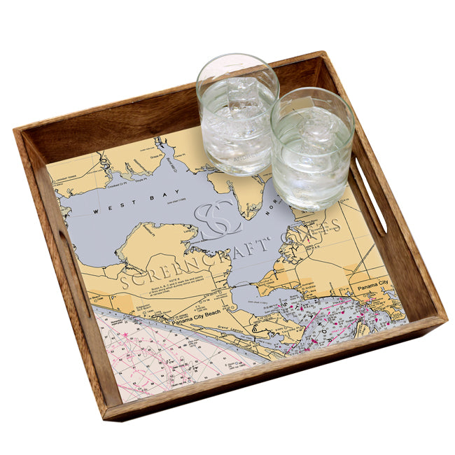 Panama City Beach, FL - Wood Serving Tray
