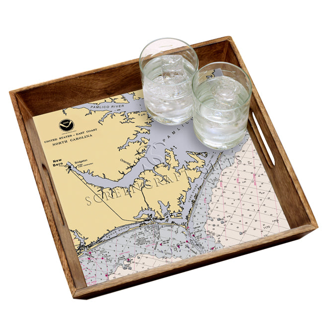 New Bern, NC - Wood Serving Tray