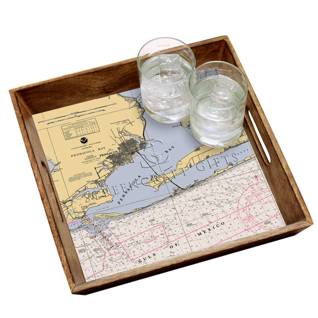 Pensacola, FL- Wood Serving Tray