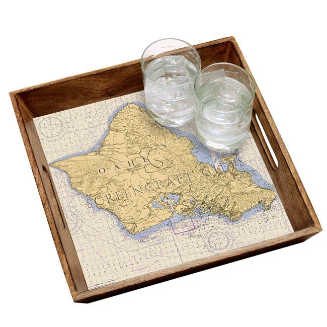 Oahu, HI- Wood Serving Tray