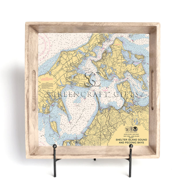 Shelter Island Sound and Peconic Bays, NY - Wood Serving Tray