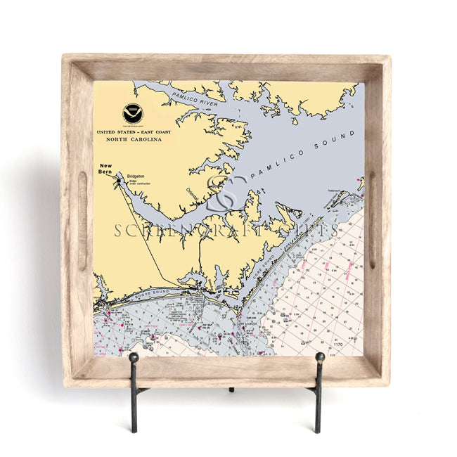 New Bern, NC - Wood Serving Tray