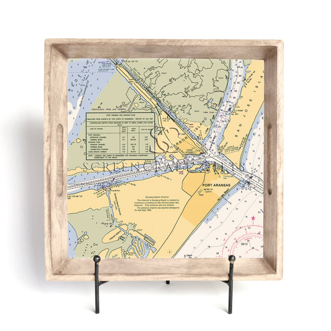 Port Aransas, TX - Wood Serving Tray