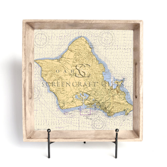 Oahu, HI- Wood Serving Tray
