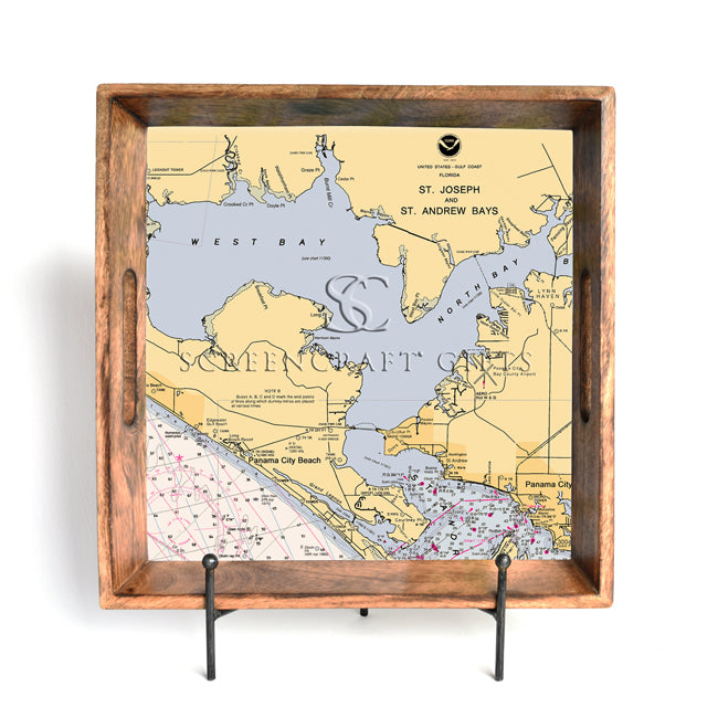 Panama City Beach, FL - Wood Serving Tray