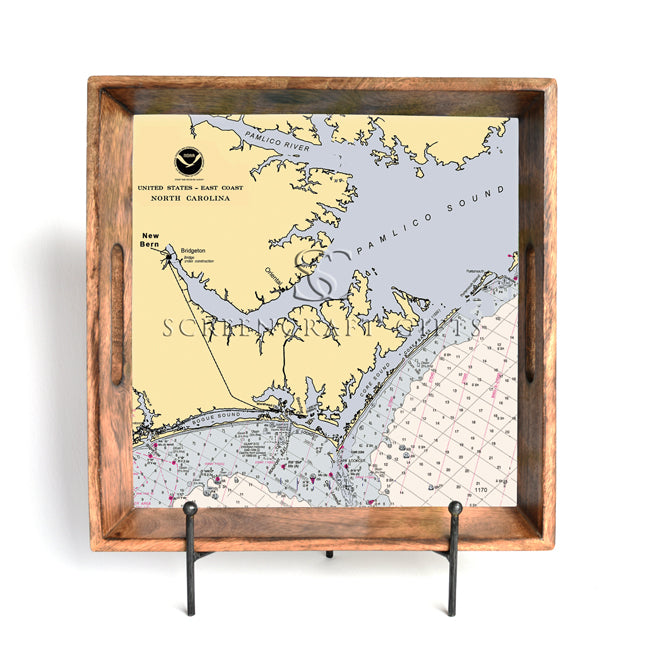 New Bern, NC - Wood Serving Tray