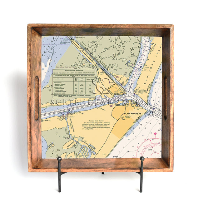 Port Aransas, TX - Wood Serving Tray