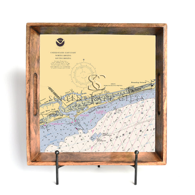 Sunset Beach, NC - Wood Serving Tray
