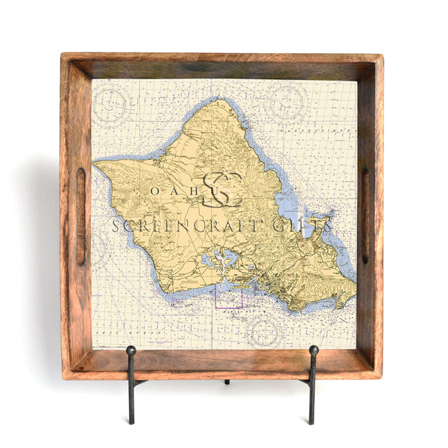 Oahu, HI- Wood Serving Tray