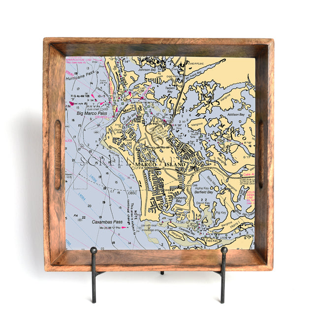 Marco Island, FL - Wood Serving Tray