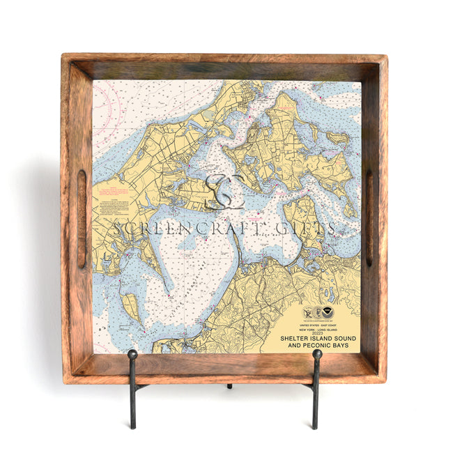 Shelter Island Sound and Peconic Bays, NY - Wood Serving Tray
