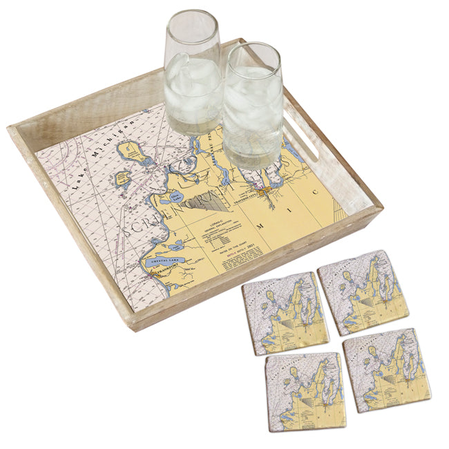 Traverse City, MI -  Wood Serving Tray