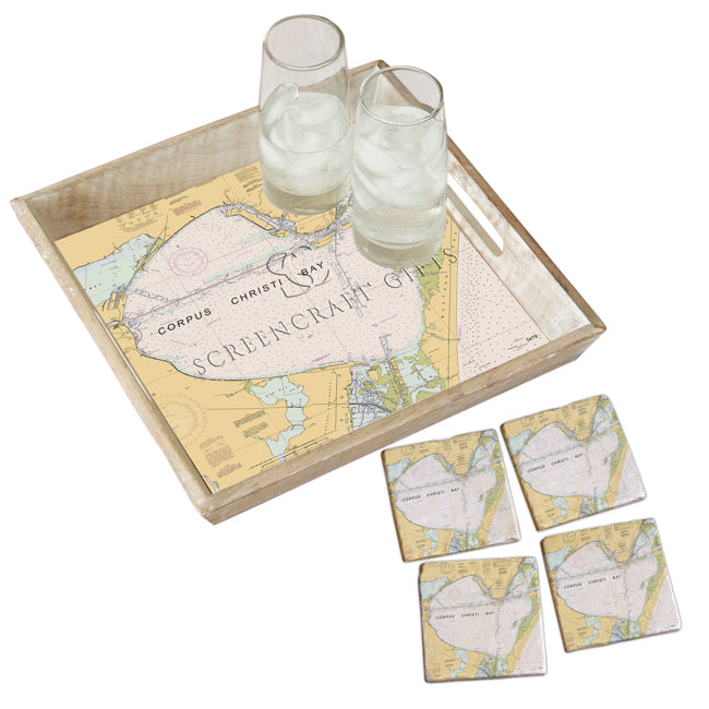 Corpus Christi Bay, TX - Wood Serving Tray