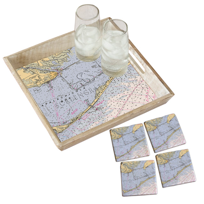 Apalachicola, FL- Wood Serving Tray